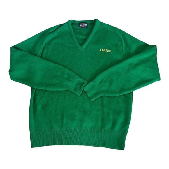 PINE STATE Vintage V-Neck Green Embroidered Irish Mist Sweater Size XL - Picture 1 of 8